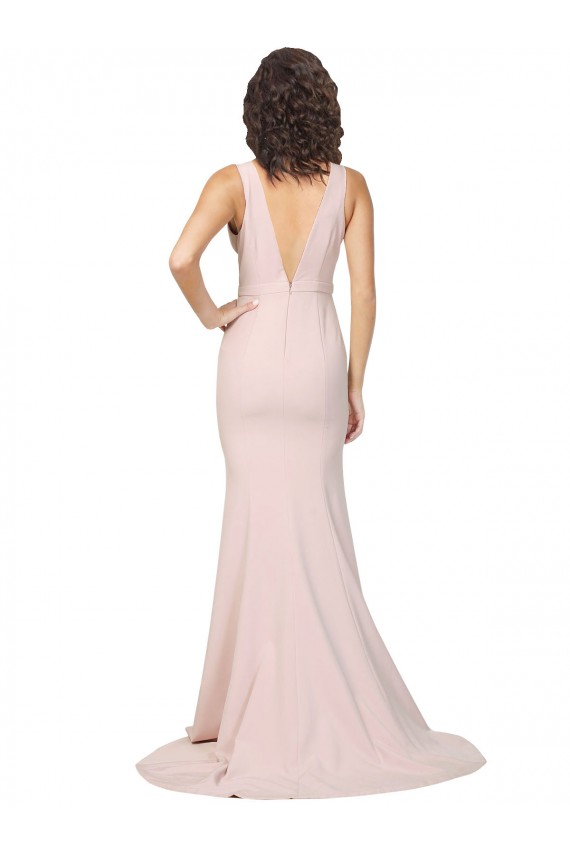 Purchase Sweep Train Sleeveless V-Neck Sheath Stretch Crepe Sexy Evening Dress Canada