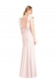 Purchase Long Cap Sleeves Bateau Neck Trumpet Stretch Crepe Pink Semi Formal Evening Dress Canada