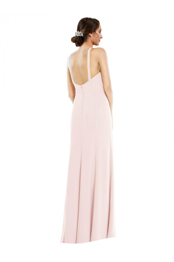 Purchase Long Sleeveless Halter Neck Trumpet Stretch Crepe Low Back Evening Dress Canada