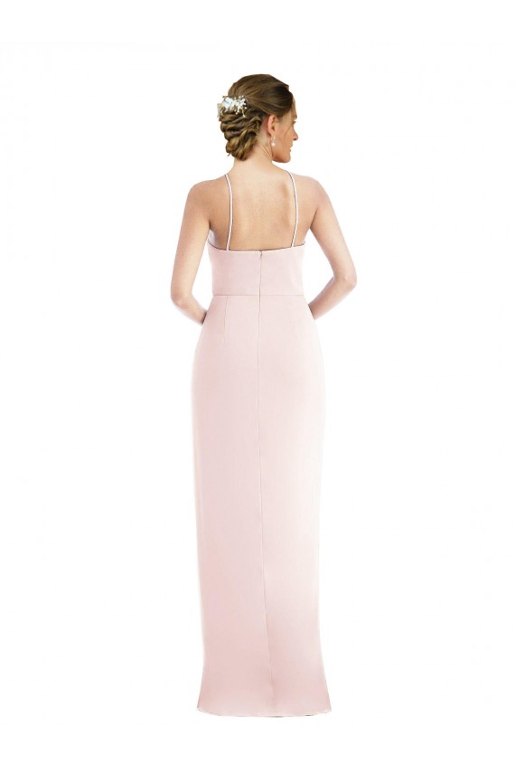 Purchase Long Sleeveless Halter Neck Trumpet Stretch Crepe Maxi Evening Dress Canada
