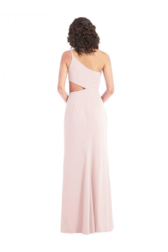 Purchase Long Sleeveless One Shoulder Trumpet Stretch Crepe Pink Maxi Evening Dress Canada