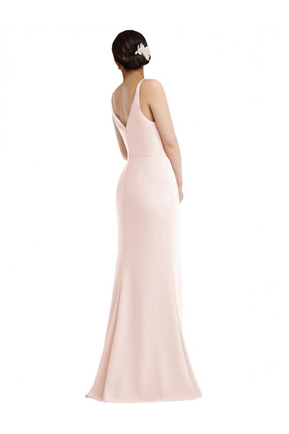 Purchase Long Sleeveless V-Neck Trumpet Stretch Crepe Evening Dress Canada