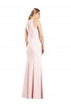 Purchase Long Sleeveless V-Neck Trumpet Stretch Crepe Pink Semi Formal Evening Dress Canada
