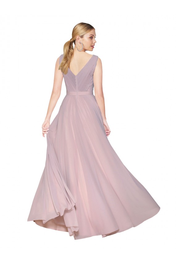 Purchase Long Sleeveless V-Neck A-Line Soft Chiffon Primrose Evening Dress Canada
