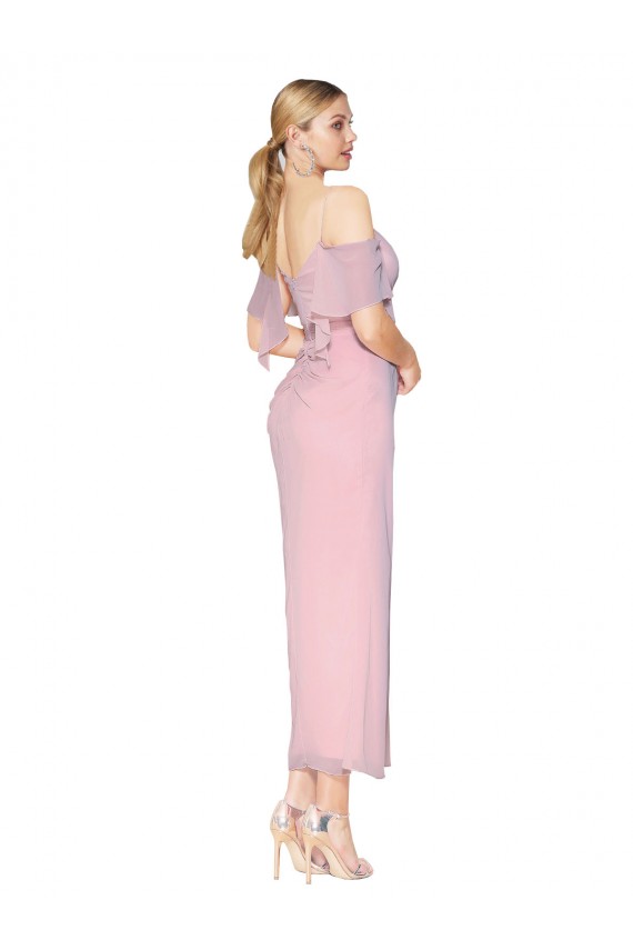 Purchase Knee Length Cold Shoulder Off the Shoulder Mermaid Soft Chiffon Evening Dress Canada