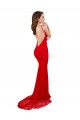 Purchase Long Sleeveless High Neck Mermaid Lace Red Sexy Evening Dress Canada