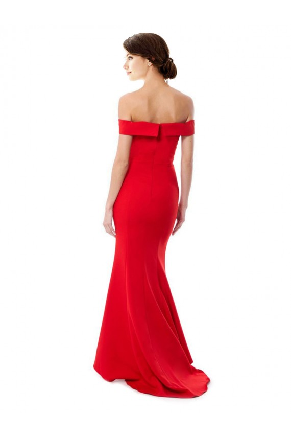 Purchase Long Sleeveless Off the Shoulder Mermaid Stretch Crepe Maxi Evening Dress Canada