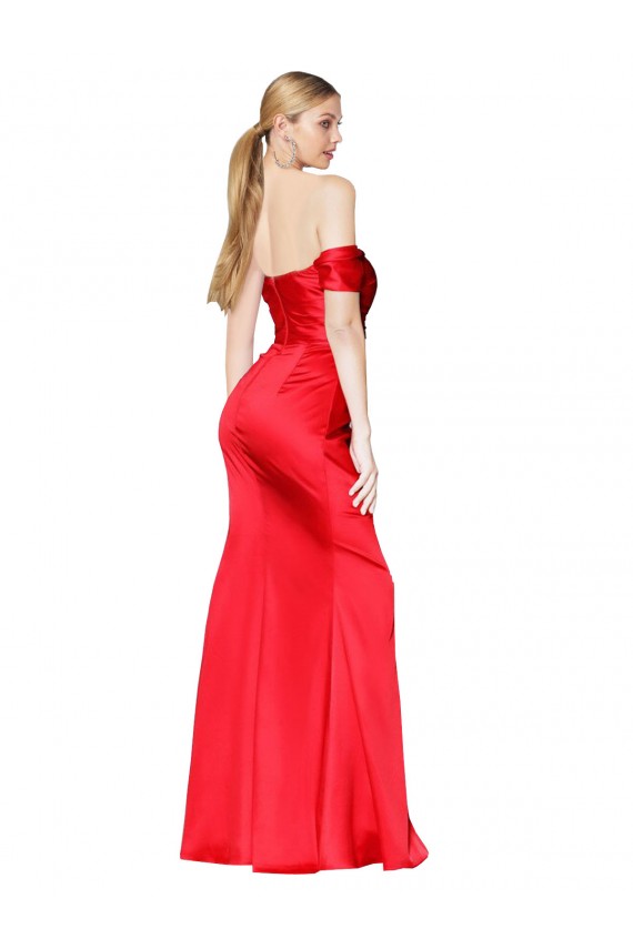 Purchase Long Sleeveless Off the Shoulder Mermaid Stretch Satin Sexy Evening Dress Canada