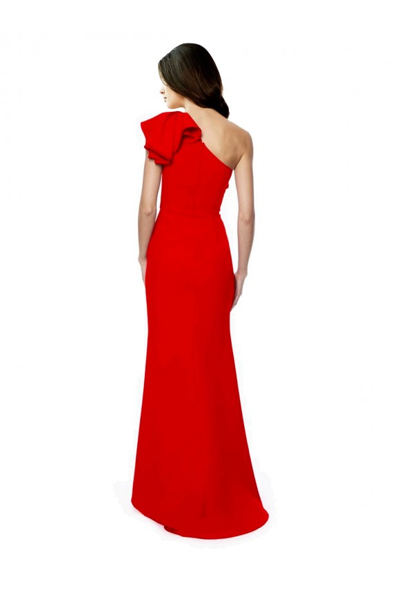 Purchase Long Sleeveless One Shoulder Mermaid Stretch Crepe Evening Gown Canada