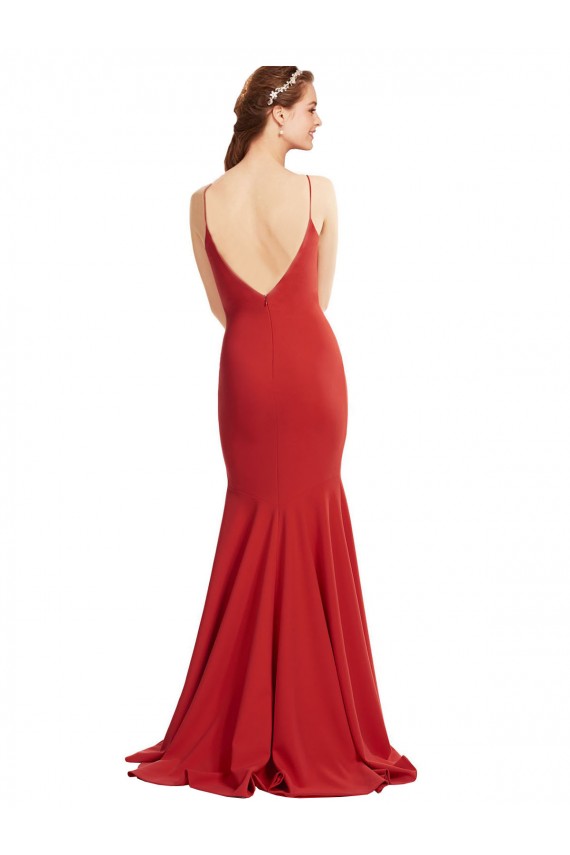 Purchase Long Sleeveless Spaghetti Straps Mermaid Stretch Crepe Evening Dress Canada