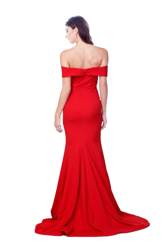 Purchase Long Sleeveless Sweetheart Mermaid Red Stretch Crepe Evening Dresses Canada