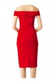 Purchase Cocktail Length Sleeveless Off the Shoulder Sheath Stretch Crepe Evening Dress Canada
