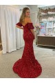 Purchase Court Train Short Sleeves Off the Shoulder Sheath Velvet Sequin Long Evening Dress Canada