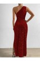Purchase Long Sleeveless One Shoulder Sheath Velvet Sequin Evening Dress Canada