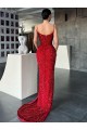 Purchase Sweep Train Sleeveless V-Neck Sheath Velvet Sequin Long Evening Dress Canada