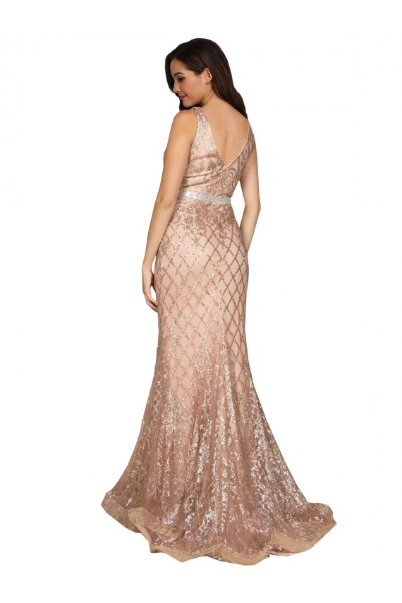 Purchase Long Sleeveless V-Neck Mermaid Sparkling Sequin Plus Size Evening Dress Canada