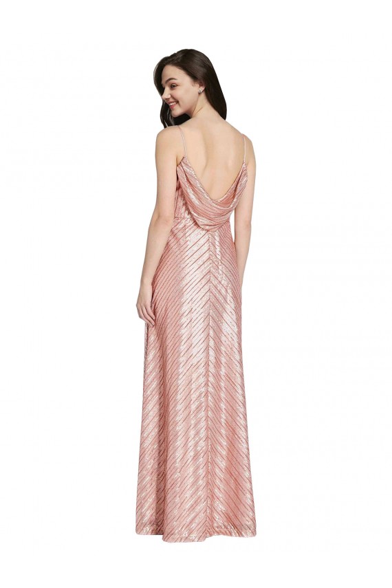 Purchase Long Sleeveless V-Neck Sheath Sequin Rose Gold Evening Dress Canada
