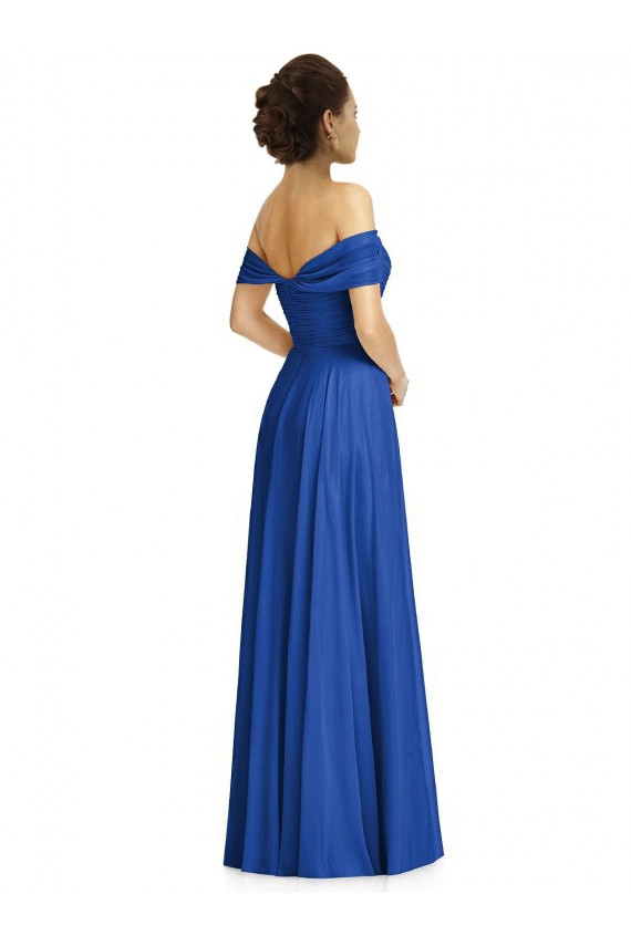 Purchase Long Cap Sleeves Off the Shoulder A-Line Soft Chiffon Maxi Evening Dress Canada