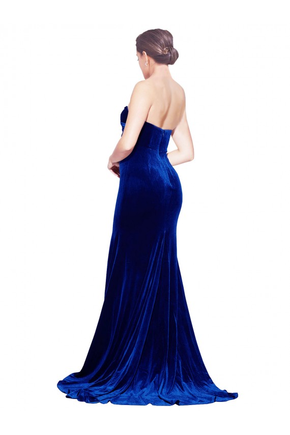 Purchase Sweep Train Sleeveless Sweetheart Mermaid Stretch Velvet Evening Dress Canada