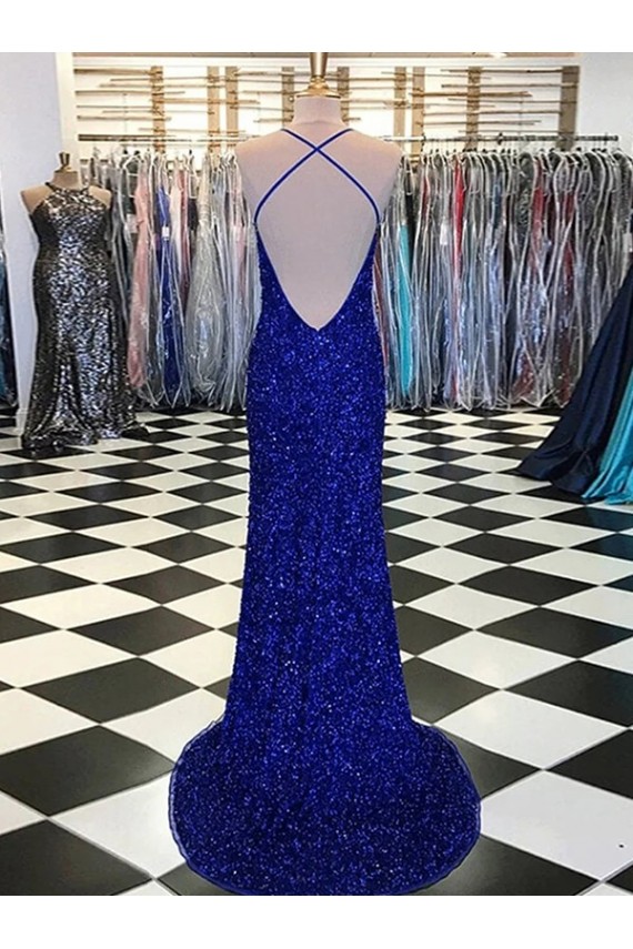 Purchase Sweep Train Sleeveless V-Neck Sheath Velvet Sequin Evening Dress Canada