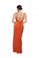 Purchase Sweep Train Sleeveless Spaghetti Straps Sheath Stretch Satin Rust Evening Dress Canada
