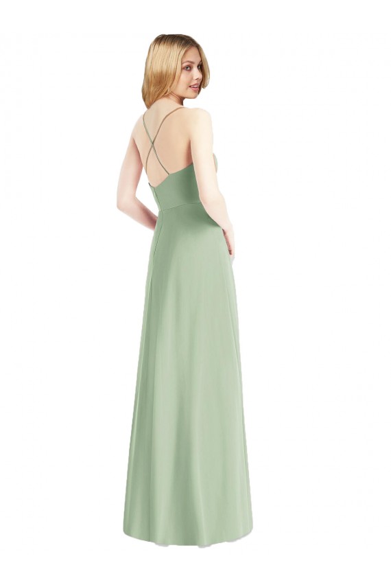 Purchase Long Sleeveless Spaghetti Straps A-Line Chiffon Maxi Evening Dress Canada