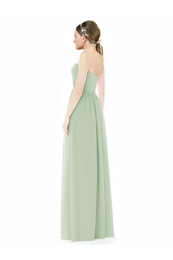 Purchase Long Sleeveless Sweetheart A-Line Soft Chiffon Sage Maxi Evening Dress Canada
