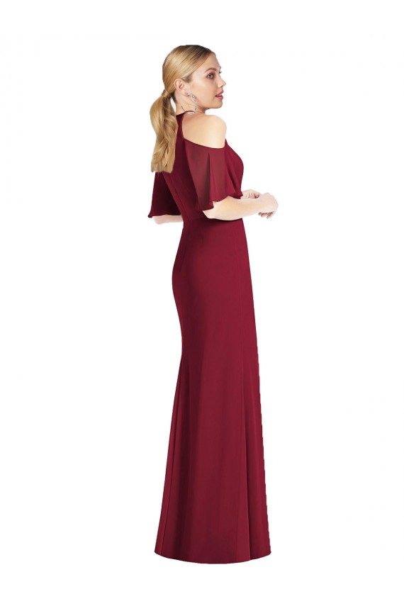 Purchase Long Cold Shoulder Halter Neck Mermaid Soft Chiffon Maxi Evening Dress Canada