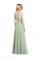 Purchase Long Sleeveless Spaghetti Straps Trumpet Soft Chiffon Sage Maxi Evening Dress Canada