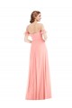 Purchase Long Flutter Sleeves Off the Shoulder A-Line Soft Chiffon Maxi Evening Dress Canada
