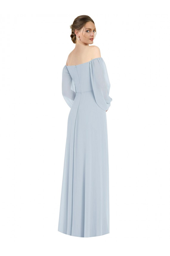Purchase Long Puff Sleeves Off the Shoulder A-Line Soft Chiffon Evening Dress Canada