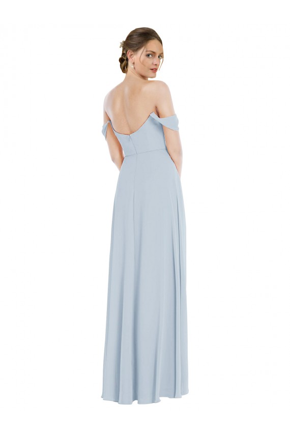 Purchase Long Flounce Sleeves Off the Shoulder A-Line Soft Chiffon Maxi Evening Dress Canada