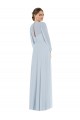 Purchase Long Puff Sleeves Strapless A-Line Soft Chiffon Maxi Evening Dress Canada