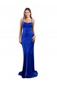 Purchase Long Sleeveless Cowl Neck Sheath Silky Satin Royal Blue Evening Dress Canada