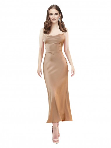 Purchase Midi Length Sleeveless Cowl Neck Sheath Silky Satin Evening Dress Canada