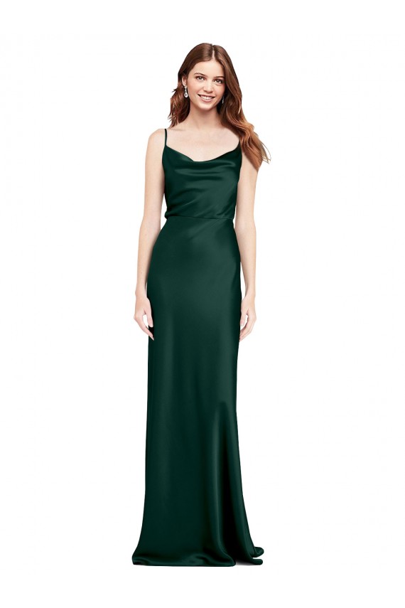 Purchase Long Sleeveless Cowl Neck Sheath Stretch Satin Evening Gown Canada