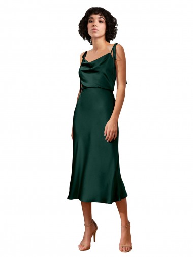 Purchase Midi Length Sleeveless Cowl Neck Sheath Stretch Satin Evening Dress Canada