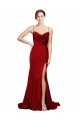Purchase Sweep Train Sleeveless Spaghetti Straps Sheath Stretch Satin Burgundy Evening Dress Canada