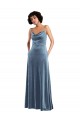 Purchase Long Sleeveless Cowl Neck Sheath Stretch Velvet Open Back Maxi Evening Dress Canada