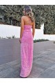Purchase Long Sleeveless Halter Neck Sheath Velvet Sequin Evening Dress Canada
