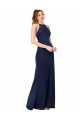 Purchase Long Sleeveless High Neck Sheath Silky Satin Evening Dress Canada