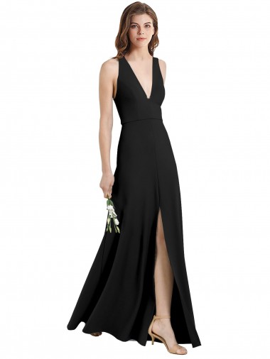 Purchase Long Sleeveless Halter Neck Sheath Stretch Crepe Evening Dress Canada