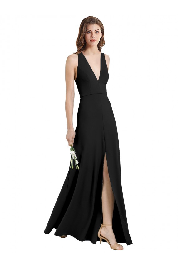 Purchase Long Sleeveless Halter Neck Sheath Stretch Crepe Evening Dress Canada