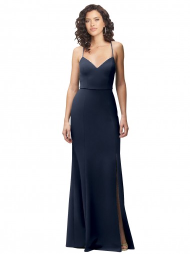 Purchase Long Sleeveless Spaghetti Straps Sheath Stretch Crepe Evening Gown Canada
