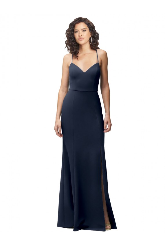 Purchase Long Sleeveless Spaghetti Straps Sheath Stretch Crepe Evening Gown Canada