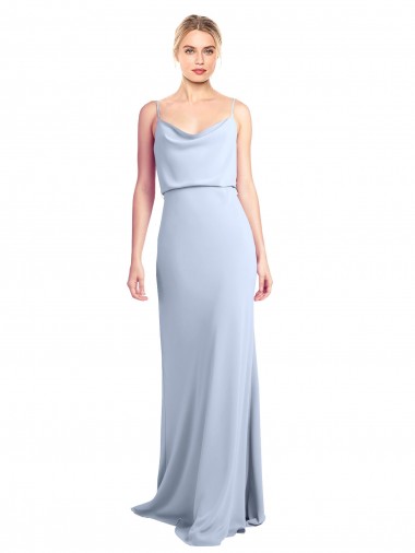 Purchase Long Sleeveless Cowl Neck Sheath Stretch Crepe Evening Dress Canada