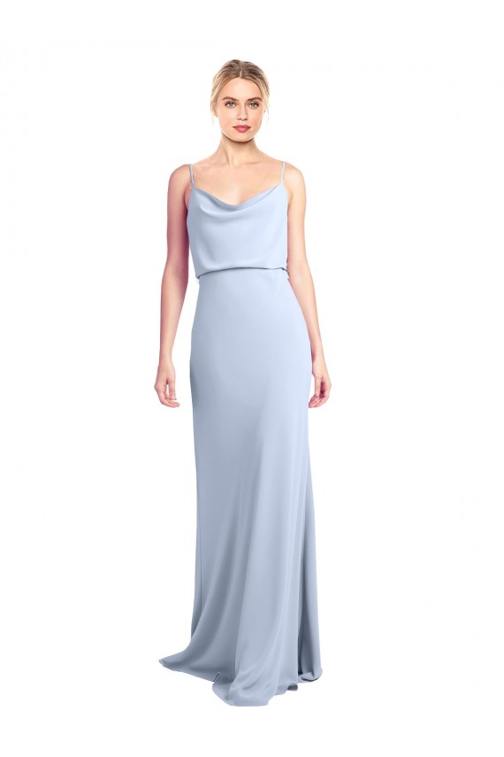 Purchase Long Sleeveless Cowl Neck Sheath Stretch Crepe Evening Dress Canada