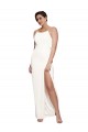 Purchase Long Sleeveless Halter Neck Sheath Stretch Satin Ivory Evening Dress Canada