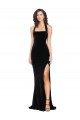 Purchase Long Sleeveless Halter Neck Sheath Stretch Velvet Semi Formal Evening Dress Canada