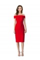 Purchase Cocktail Length Sleeveless Off the Shoulder Sheath Stretch Crepe Evening Dress Canada